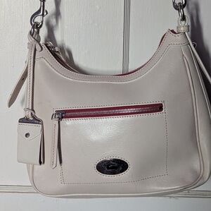 Dooney & Bourke Cream Shoulder Bag with Red Accent